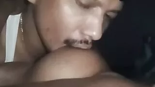 Indian wife boobs kissing