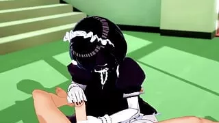 Sex with a Maid Bot in the Hallway  3D Hentai