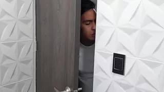 My Stepmother Finds Me Masturbating When She Takes a Shower and Sucks My Cock Until Apu Interrupts Us