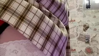 Teen Takes Off Panties and Stays in Just Stockings - Pussy