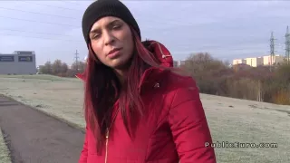 Redhead Euro Amateur Babe Bangs In Car