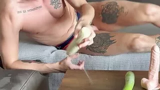 The guy stretches his asshole with very large sex toys - 547