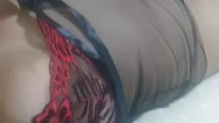 Trying on the new jersey.