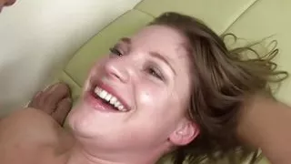 An amazing brunette slut from Germany gets her mouth filled