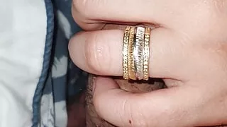 Step sister helps step brother having erection by handjob his dick