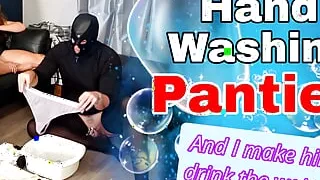 Slave Washes my Panties Femdom Servitude Real Homemade Amateur Female Domination Bondage BDSM