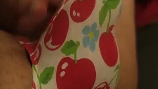 Cherry Print Spandex Thong Bulge Play