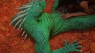 A girl is fucked by a lizard with two cocks - Wild Life