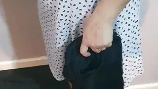 Step mom doesn't wear panties under skirt by step son