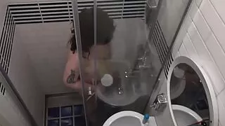 My girl delighting a freshening steam shower