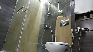 Filming my stunning teen girlfriend washing up in the bathroom