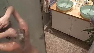 Naked girl shaves her armpits and pubes in the bathroom