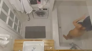 Captured my girl on tape stripping and showering in the hot tub