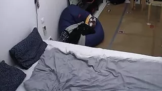 Redhead stripping and masturbating to porn