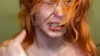 Slapping, spitting, plastic bag and fuck machine and shaking orgasms