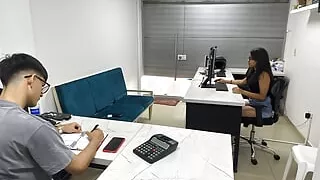 I Give My Boss A Great Massage At The Work Office And Then Give Him A Great Homemade Blowjob And Then Fuck Him