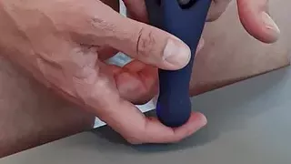 Chasity cage on my dick play with a vibrator and anal buttplug