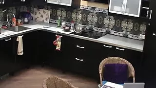 My naughty exgirlfriend making dinner naked in the kitchen