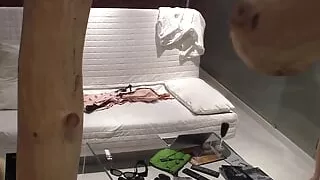 My stepsister masturbating on the couch.