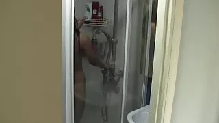 My nude girlfriend bathing