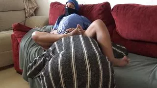 Horny Stepson visits Pregnant Stepmom in the living room