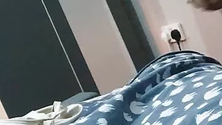 Step mom in panties showing her big tits in front of step son dick