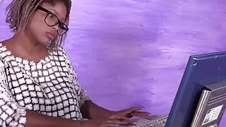 Smoking-hot secretary Janelle pisses in her trousers