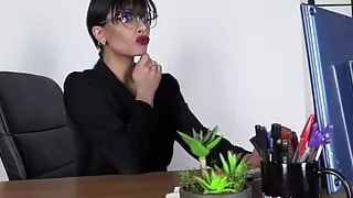 Super attractive secretary Lara adores showing off her beautiful toes and feet on her desk