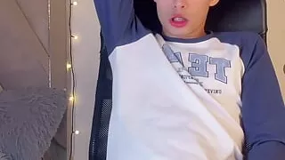 Little twink masturbating in his room.
