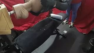 Pushing him in the swing. Huge dildo