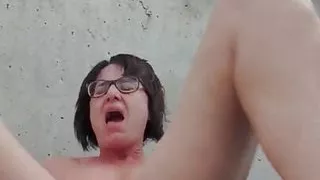 Milf in garden next to neighbours