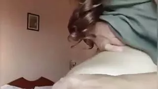 Lesbian Ally masturbates in front of the camera in amateur close-up