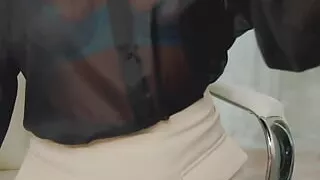 Showing off my panties and stockings at the office