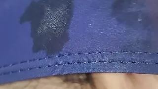 Thick Japanese in bikini starts masturbating and ejaculates in bikini