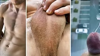 I jerk off on the balcony in front of the whole yard! I might get noticed! I'm cumming on the glass!