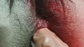 I fuck two dildos until I squirt from my hairy pussy