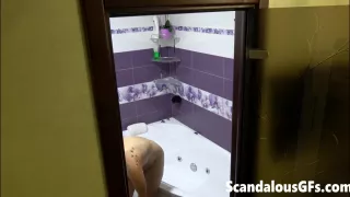 Watch my nude girl shower nice and slow in the bathtub