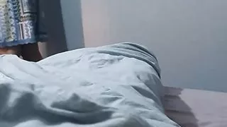 Step son pulled out his dick while step mom was in his room