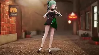 Genshin Impact Keqing Undress Dance and Street Night Sex Hentai Mmd 3D Dark Green Hair Color Edit Smixix