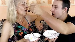 German old Granny 73yr seduce to Fuck by Young Virgin Guy