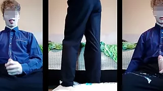 Teen boy cumshot on clothes