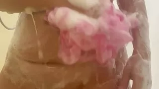Washing my big tits and sexy body