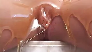 She Covers Her Whole Body With Caramel Especially on Her Ass