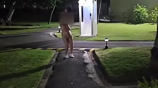 Dancing naked outside the club