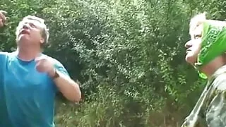 Teen slut fucks oldies in MFF threesome