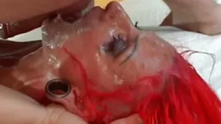 Getting face fucked and spat on is what gets this slim redhead going