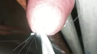 Horny teacher fucking a pipe gap with huge load of cum handjob