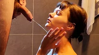 Golden shower for a cute teen