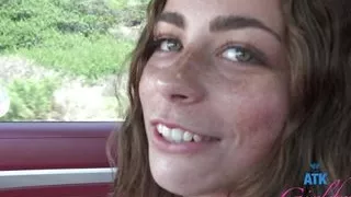 Drive along the California coast with amateur Renee Rose roadhead and footjob POV