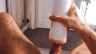 True Amateurs porn. The guy films his handjob with a male masturbator.